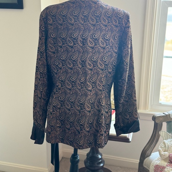 Essence Paisley Gold Copper Tuxedo Blazer Statement Size 14 Formal Jacket - Picture 7 of 13